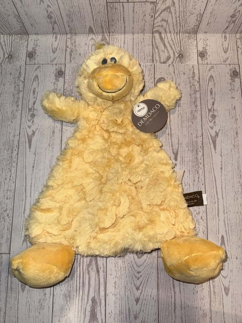 Demdaco Daddles Duck Yellow Plush Rattle Lovey Security Blanket